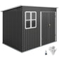 8.5' x 6' Galvanised Steel Outdoor Storage Shed, Garden Shed with Window, Lockable Wide Doors and Air Vents, Dark Grey