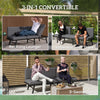 3-in-1 Outdoor Sofa with 5-Position Back and Folding Table