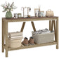 52" Console Table, Farmhouse Narrow Entryway Table with Storage Shelf, Rustic Sofa Table with Anti-tipper for Living Room and Hallway, Oak