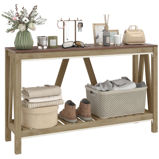 52" Console Table with Storage Shelf - Oak