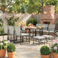 11 Pieces Wicker Patio Dining Set, Rattan Outdoor Furniture Set with 6 Armchairs, 4 Stools, Light Grey