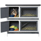 Wood Rabbit Hutch with 2 Large Main House, Ramp, Trays, Grey