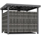 Rattan Coffee Wicker Patio Table w/ Umbrella Hole for Backyard Mixed-Grey