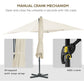 8' x 8' Square Patio Hanging Offset Umbrella with 360° Rotation, Aluminum Outdoor Cantilever Parasol with Crank & Tilt, Sun Canopy Shelter with Cross Base, White