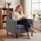 Accent Chair Modern Upholstered Armchair with Side Pockets and Cushion for Bedroom, Living Room, Dark Grey