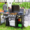 3 Burner Gas Grill with Side Burner, 9.5 KW Propane BBQ Grill, Cabinet Style with Shelves, Wheels, Instant Ignition