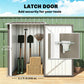3.3' x 3.4' Lean-to Outdoor Garden Storage Shed, Galvanized Steel with Lockable Door for Patio Brown and White