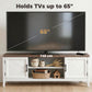 TV Stand for TVs up to 65 Inch, Entertainment Center with 2 Open Shelves, 2 Cabinets, Thick Top, White and Brown