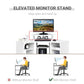35" L-Shaped Computer Desk with Monitor Stand and Open Shelves, Home Office Corner Desk Study Workstation for Small Space, White