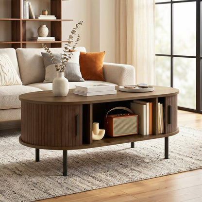 39" Coffee Table with Tambour Doors and Storage