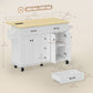 Kitchen Island Cart with Power Outlet & Drop Leaf, 55" Rolling Kitchen Island on Wheels with Storage, White