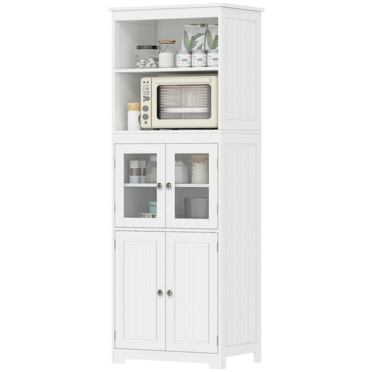 63" Small Buffet with Hutch and 4 Doors - White