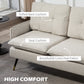 55" Loveseat Sofa, Linen Love Seat w/ S spring, Steel Legs and Button Tufting, Small Couch for Living Room, Cream White