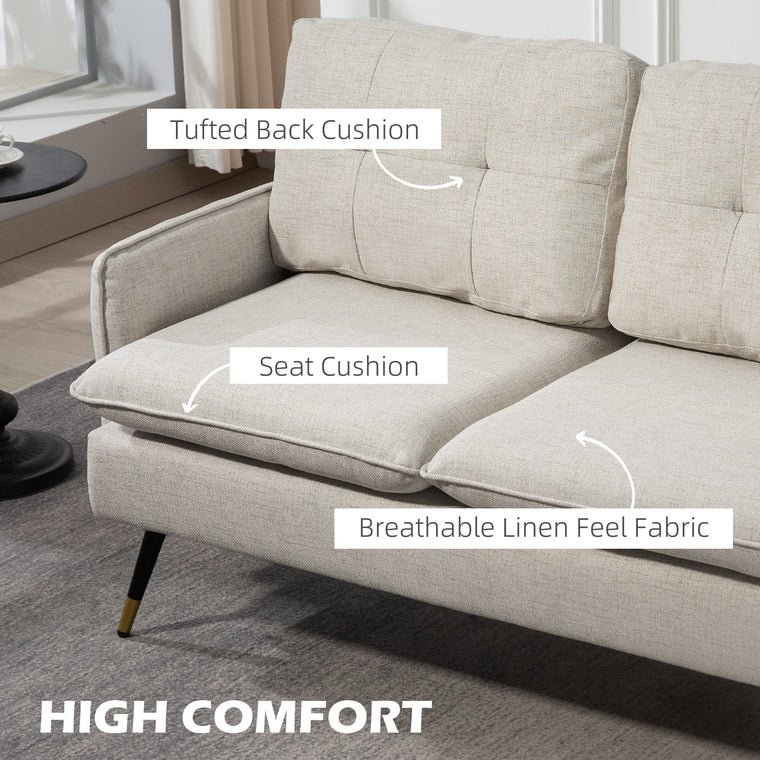 55" Linen Loveseat with Button Tufting