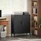 Office Storage Cabinet with Lock, Filing Cabinet with Adjustable Shelves and Doors for Home Office, Garage, Black