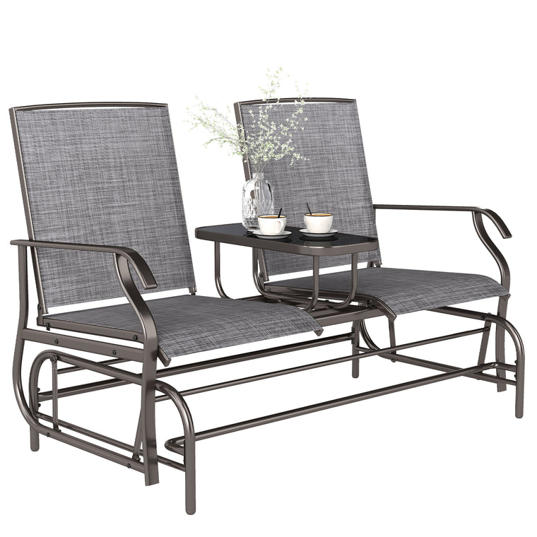 Grey Glider Rocking Chair Loveseat Bench