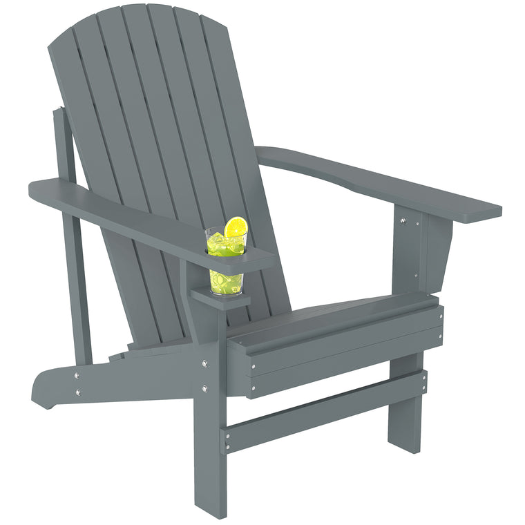 Classic Adirondack Chair with Cup Holder - Dark Grey