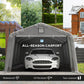 Portable Garage, Heavy Duty Carport Canopy with Ventilation Windows and Large Roll-up Door, Dark Grey