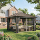 10' x 12' Outdoor Hardtop Gazebo Metal Roof Patio Gazebo with Aluminum Frame, Mesh Nettings, Dark Grey