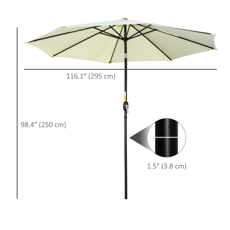 10' x 8' Beige Round Market Umbrella with Crank & Tilt