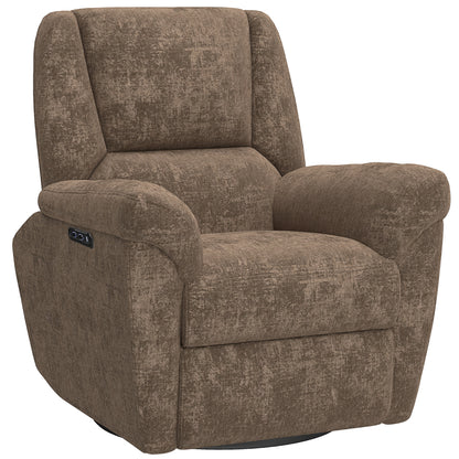 Swivel Power Recliner Chair with USB and Rocking - Dark Brown