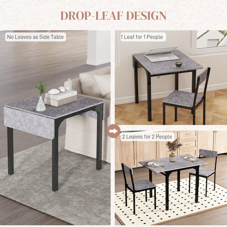 Drop-Leaf Dining Table Set for 2 - Natural