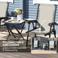 3 Pieces Patio Bistro Set, Outdoor Folding Table and Chairs Set, Metal Patio Furniture Set with Cup Holders