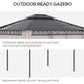 10' x 12' Outdoor Hardtop Gazebo Canopy w/ Double PC Roof, Steel Frame, Nettings, Curtains for Garden Lawn Deck, Khaki