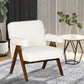 Cashmere Accent Chair Armchair with Wide Seat and Soft Padded Armrests for Reading, Bedroom, Cream White