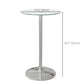 High Top Bar Table, Round Kitchen Table with Tempered Glass Top and Steel Base, Bistro Table for 2 People, Clear