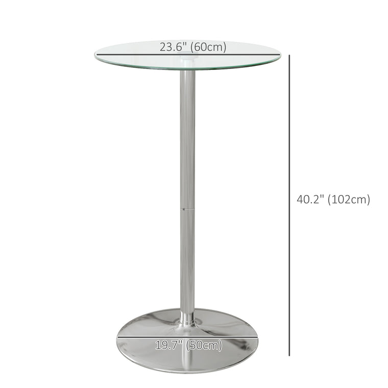 Round Glass-Top Bar Table for 2 - Clear
