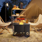 Outdoor Fire Pit, Round Firepit with Grill Grate, Fire Bowl with Ash Catcher and Poker for Backyard Camping Bonfire Picnic, Black