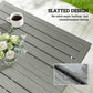 Outdoor Dining Table for 4, Square Patio Table with Umbrella Hole, Shelf, Slatted Faux Wood Steel Top, Grey