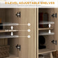 Buffet Cabinet with Storage Modern Fluted Sideboard with Adjustable Shelves Wood Legs for Dining Room Living Room Oak