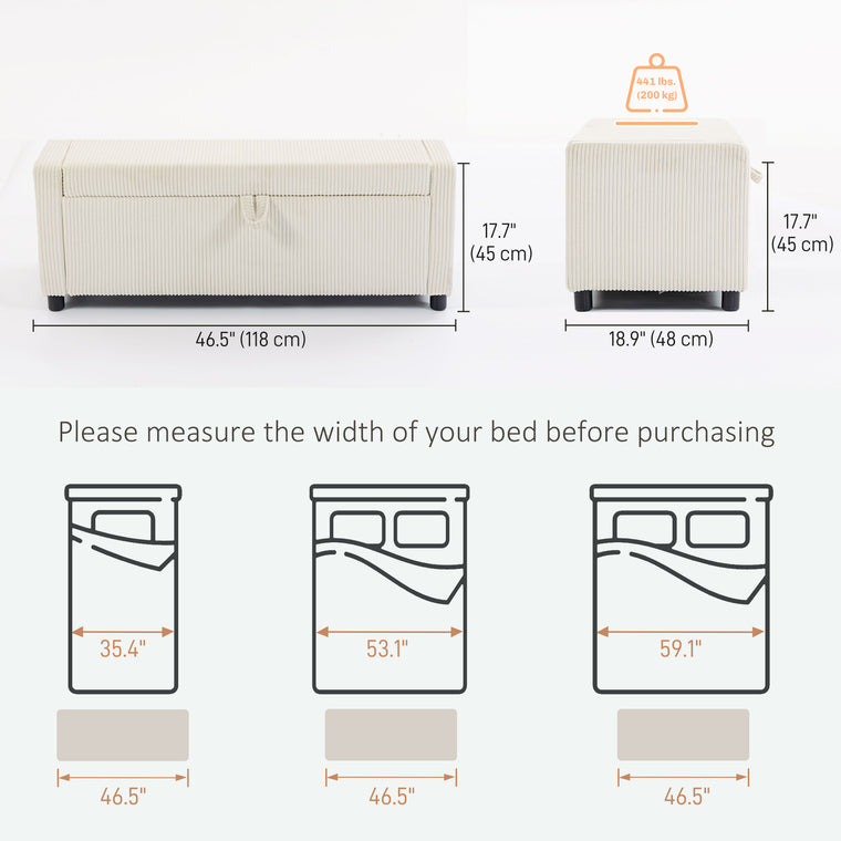 Corduroy Storage Ottoman End of Bed Bench