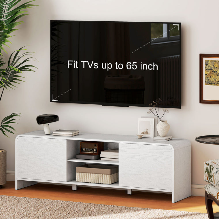 65" Nordic TV Stand with 2 Cabinets - White