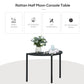 Half Round Side Table, PE Rattan Coffee Table with Metal Frame for Patio, Garden, Balcony, Black
