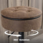Set of 2 Barstools with Storage, Swivel Bar Stools with PU Leather Upholstered, Footrest, Steel Base, Brown