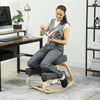 Ergonomic Kneeling Chair, Wood Kneel Stool with Thick Pads, Desk Knee Chair, Improve Posture, Dark Grey