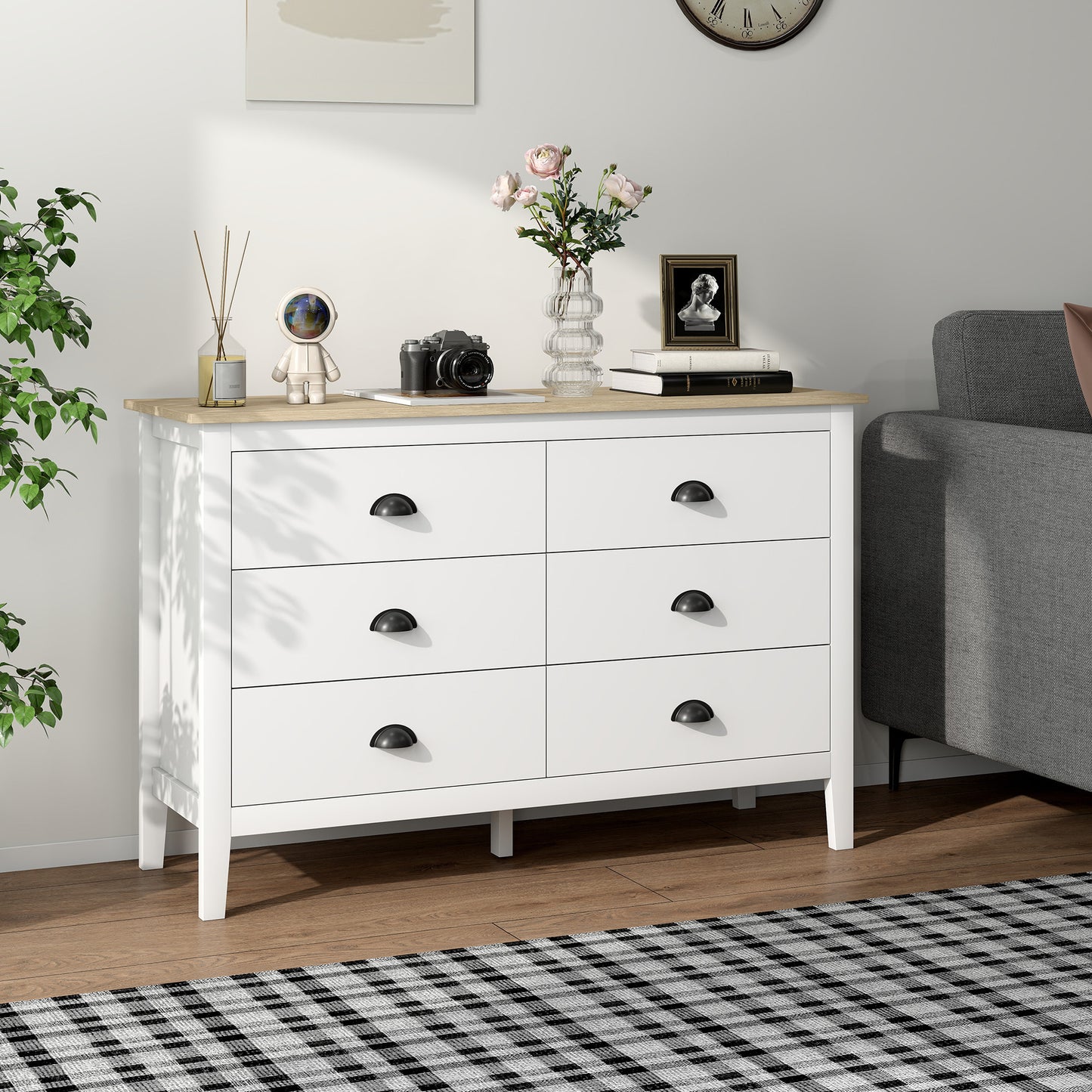 Chest of Drawers with Quiet Slides, Modern 6 Drawer Dresser for Bedroom, Closet, Living Room, Entryway, White