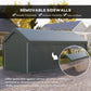 Carport, 10 x 20 ft Portable Garage with 2 Roll-Up Doors and Removable Sidewalls for Car, Truck, Boat, Dark Grey