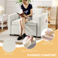 Convertible Chair Bed, Pull Out Sleeper Chair with USB, Adjustable Backrest, Small Velvet Futon Sofa Bed, Cream White