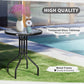 24" Patio Table Round Tempered Glass Top Outdoor Dining Steel Frame Backyard
