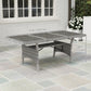 75" Outdoor Dining Table for 6-8, Wicker Patio Table with Storage Shelf and WPC Slatted Top for Balcony, Grey
