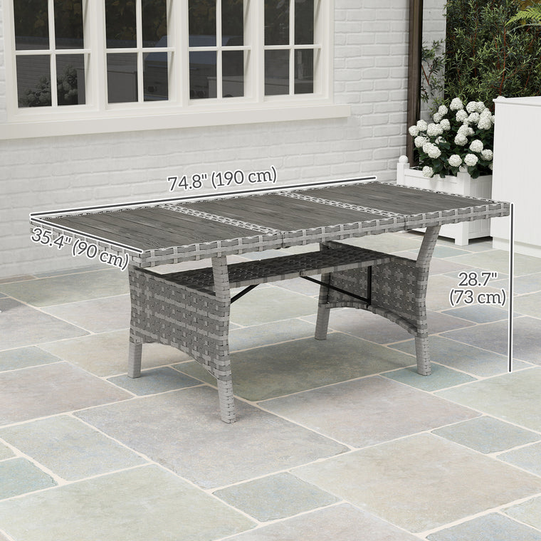 75" Wicker Dining Table with Storage Shelf