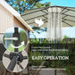 173" Double-Sided Sun Umbrella Garden Parasol Patio Sun Shade Outdoor with LED Solar Light, Cream White