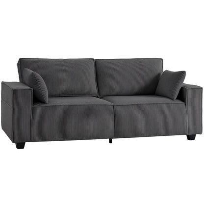 86" 3-Seater Corduroy Sofa - Dark Grey