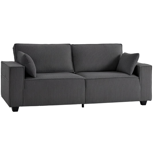 86" 3-Seater Corduroy Sofa - Dark Grey
