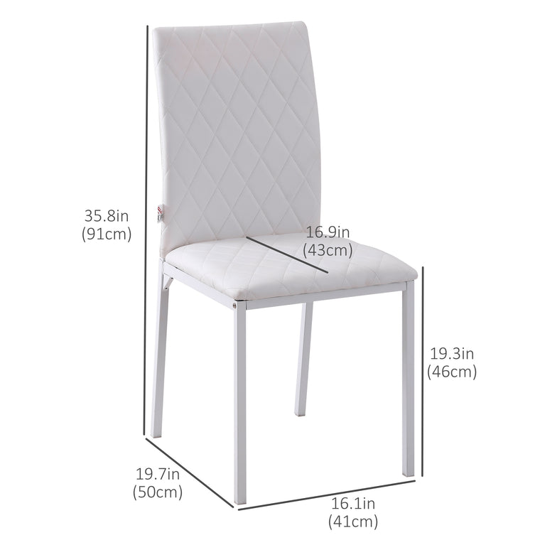 Faux Leather Dining Chairs Set of 4 - White