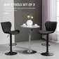 Bar Stools Set of 2, Adjustable Height Swivel Bar Chairs, Linen-feel Fabric Upholstered Kitchen Counter Stools with Wide Seat, Back and Footrest, Black